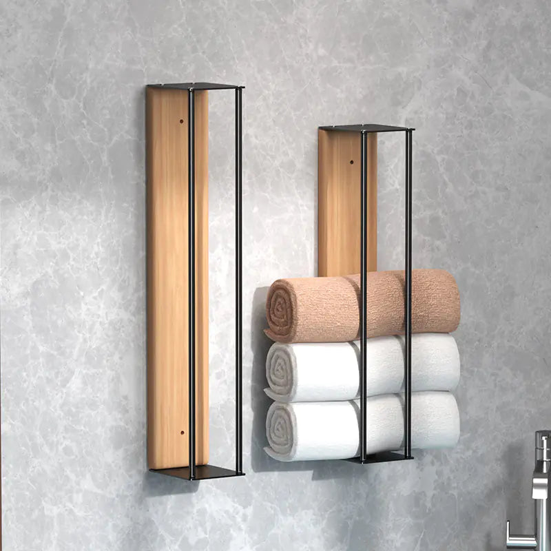 Blackhaus - Wall-Mounted Wood & Metal Towel Rack