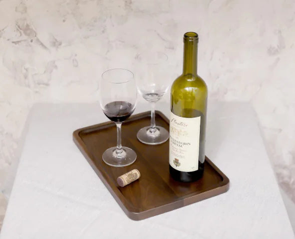 Black Walnut Wooden Rectangular Serving Tray