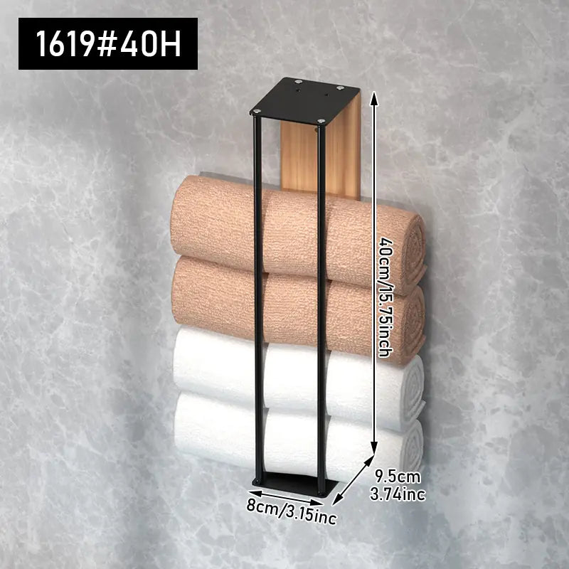 Blackhaus - Wall-Mounted Wood & Metal Towel Rack