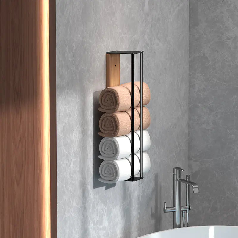 Blackhaus - Wall-Mounted Wood & Metal Towel Rack