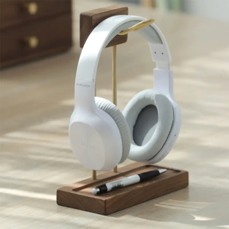 Woodhaus - Walnut and Brass Headphone Stand with USB