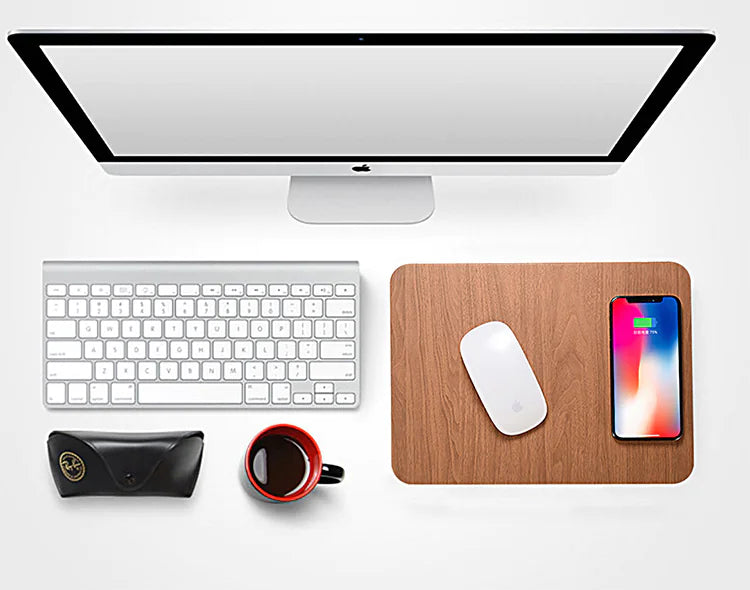 Elec - Wood Effect Wireless Charging Mouse Pad