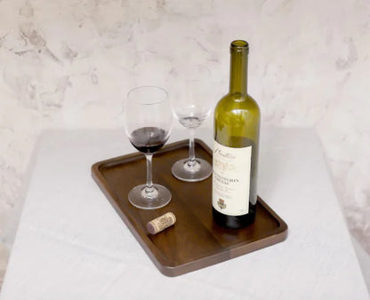 Black Walnut Wooden Rectangular Serving Tray