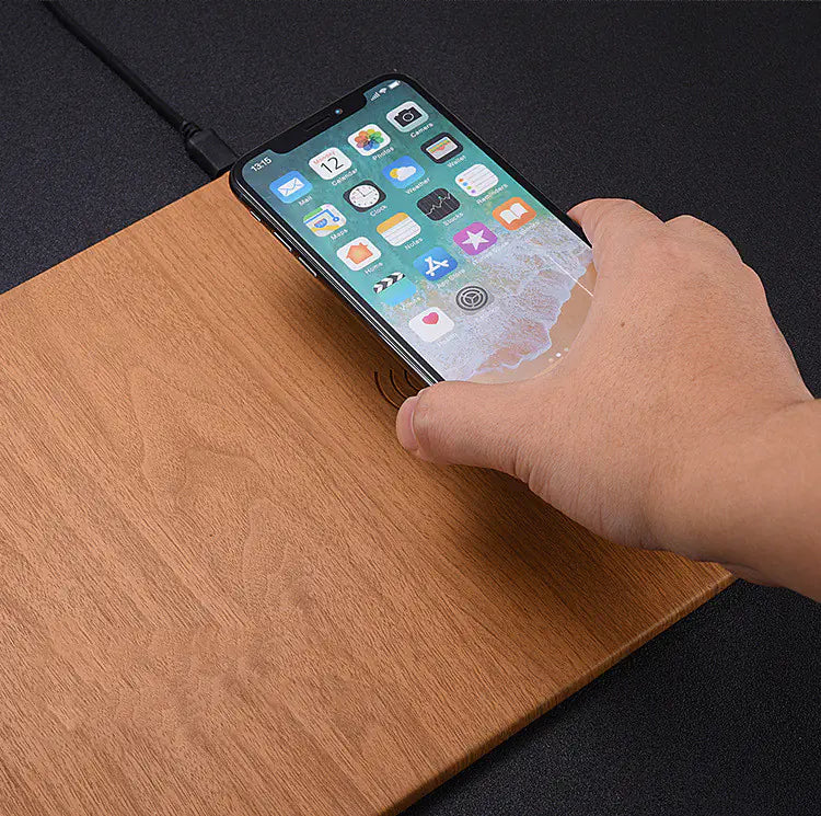 Elec - Wood Effect Wireless Charging Mouse Pad