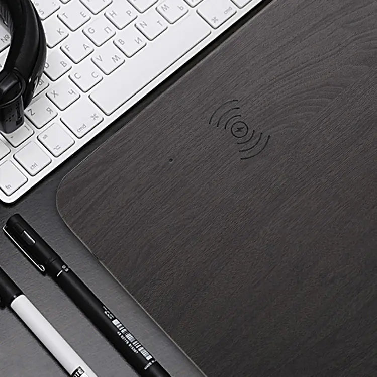 Elec - Wood Effect Wireless Charging Mouse Pad