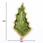 Lost in the Forrest -  Enamel Leaf Wooden Bowl - 33x17cm