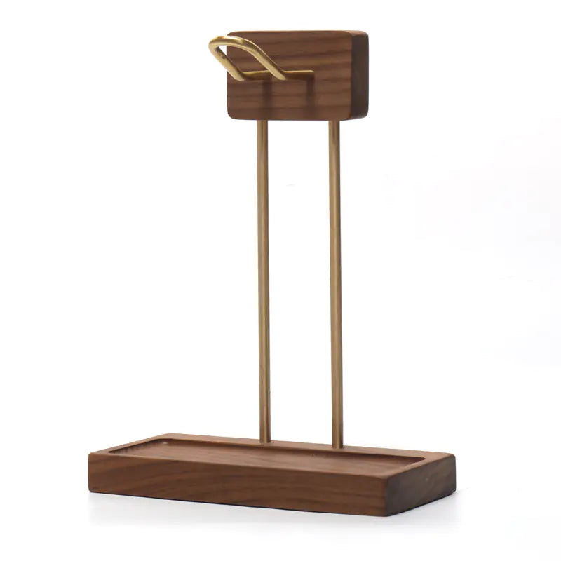 Woodhaus - Walnut and Brass Headphone Stand with USB