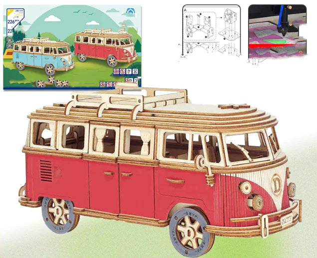 DIY Wooden 3D Camper Van Puzzle