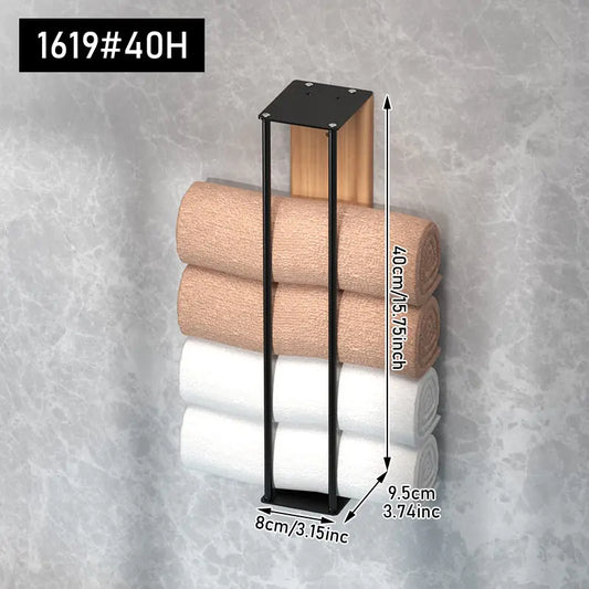 Blackhaus - Wall-Mounted Wood & Metal Towel Rack
